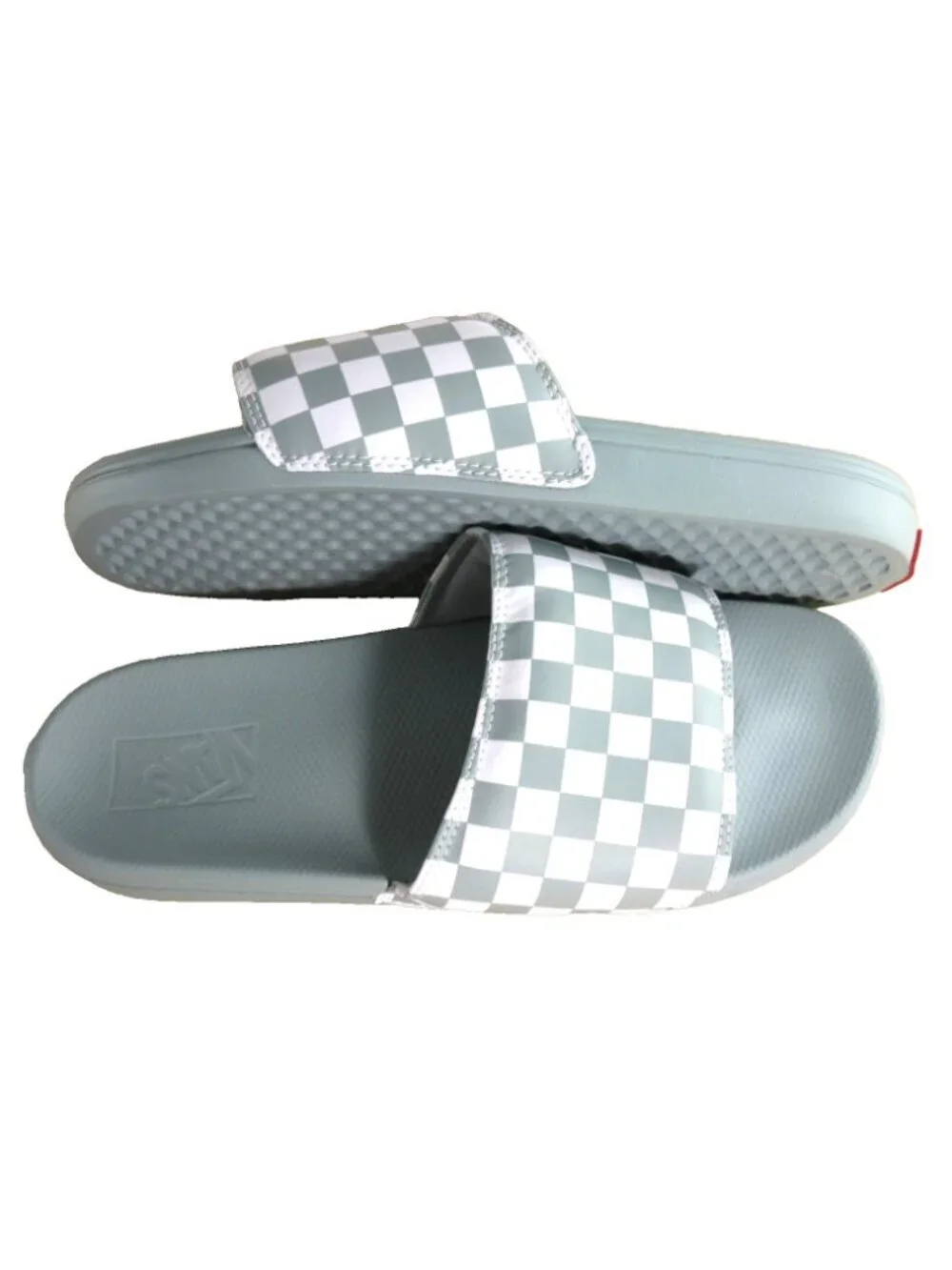 Vans Men's La Costa Checkerboard Off The Wall Slides Light Grey White Sizes NWT